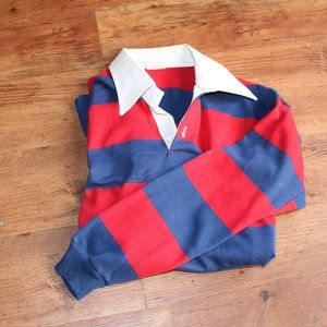 Jantzen Red and Blue Striped Rugby Polo